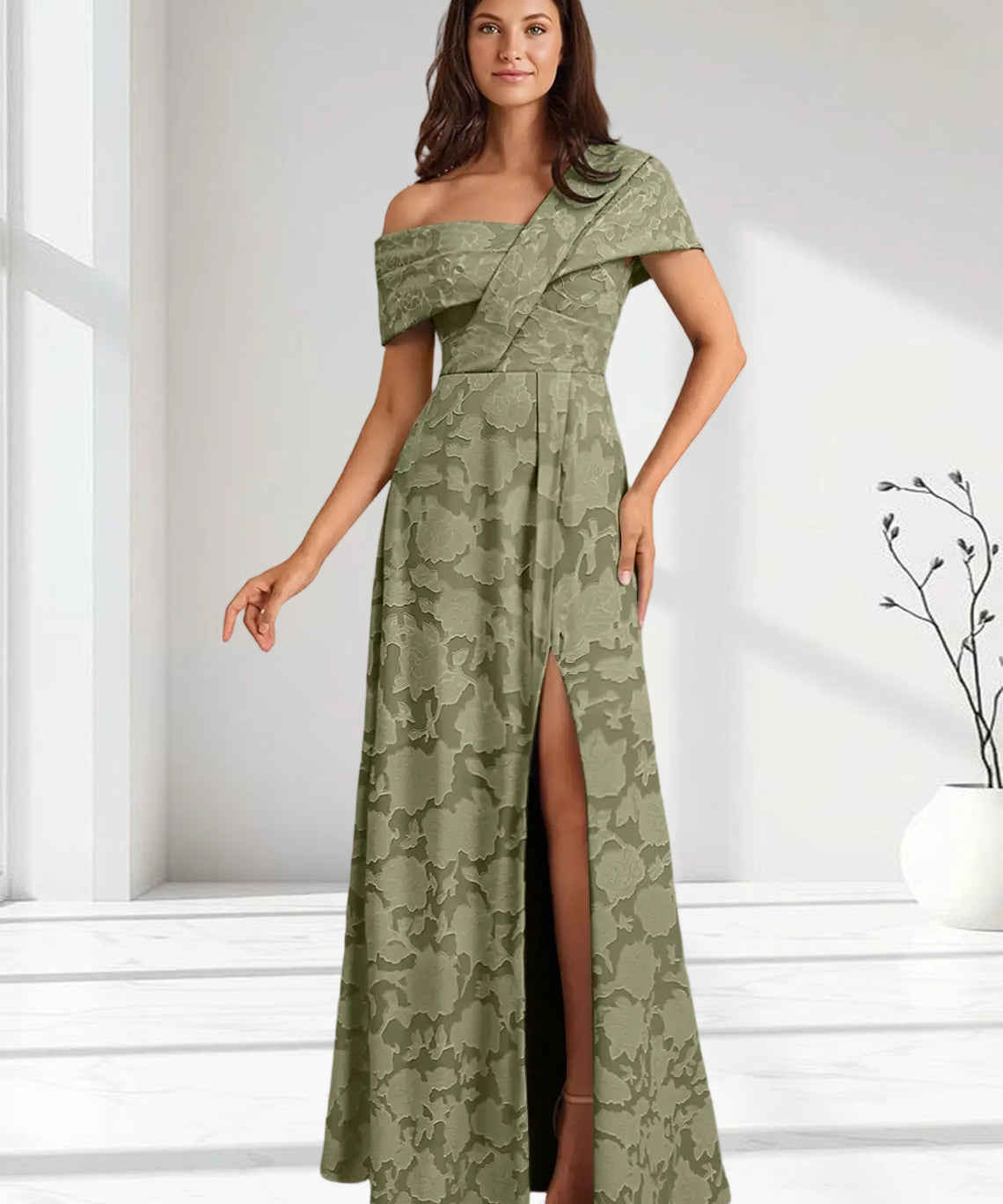 Augday Milton Milton A-Line Pleated Floral Burnout Dress