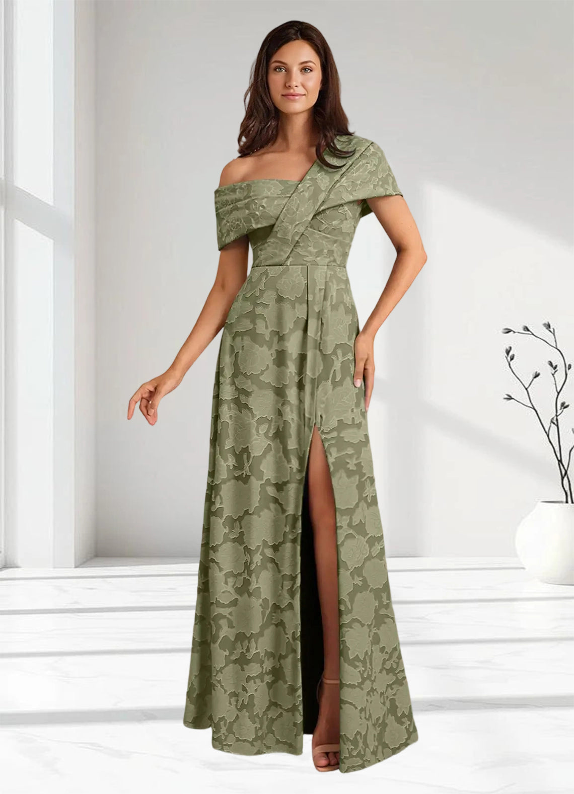 Augday Milton Milton A-Line Pleated Floral Burnout Dress