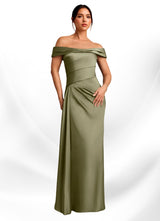 Augday Beah Sheath Off the Shoulder Stretch Satin Dress
