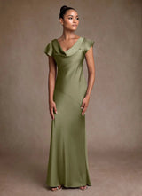 Augday Shelby Mother of the Bride Dresses Mermaid Pleated Stretch Satin Dress