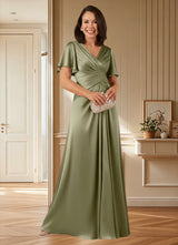 Augday Emmeline A-Line Pleated Stretch Satin Dress