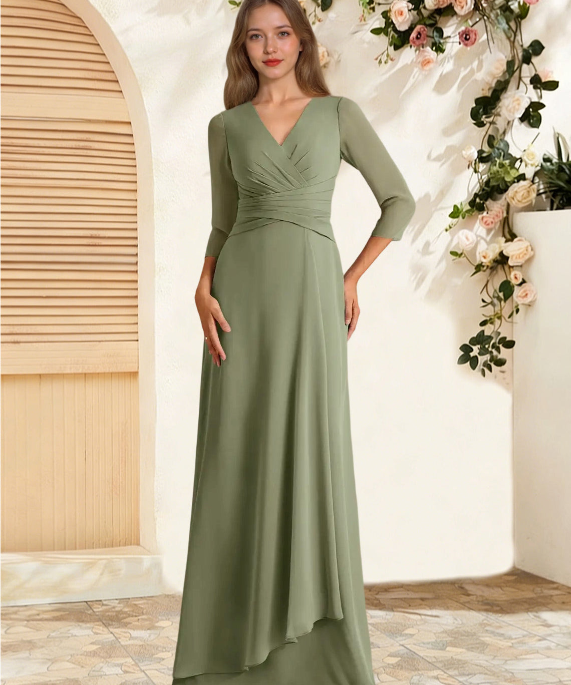 Augday Mayfield A-Line Pleated Chiffon Dress