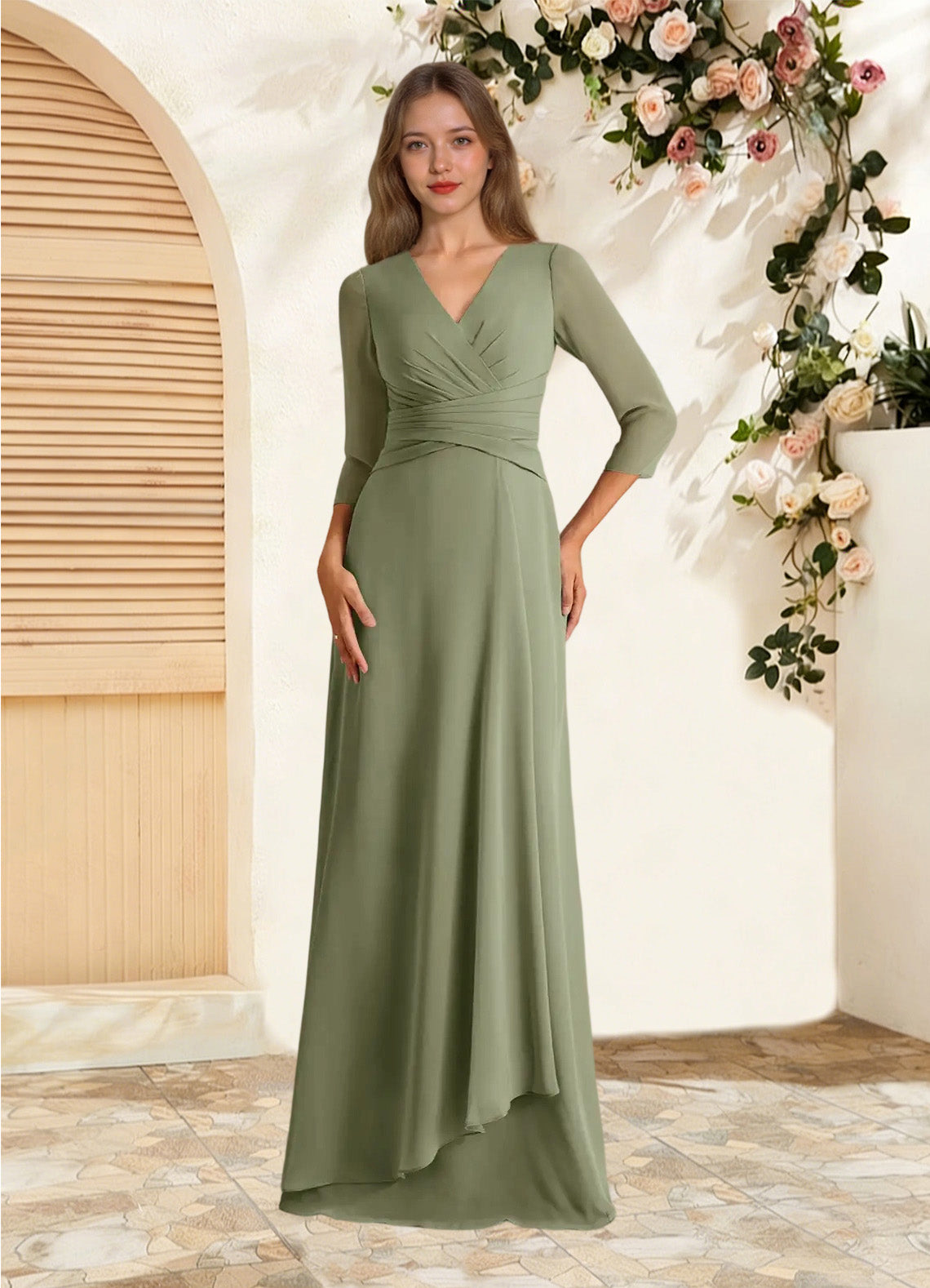 Augday Mayfield A-Line Pleated Chiffon Dress