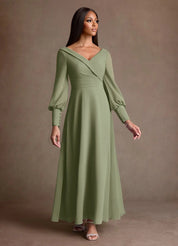 Augday Paterson A-Line Pleated Chiffon Dress