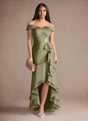 Augday Billings Mermaid Off the Shoulder Stretch Satin Dress