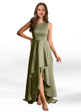 Augday Niles A-Line Trains Stretch Satin Dress