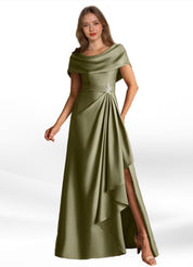 Augday Branford A-Line Pleated Stretch Satin Dress