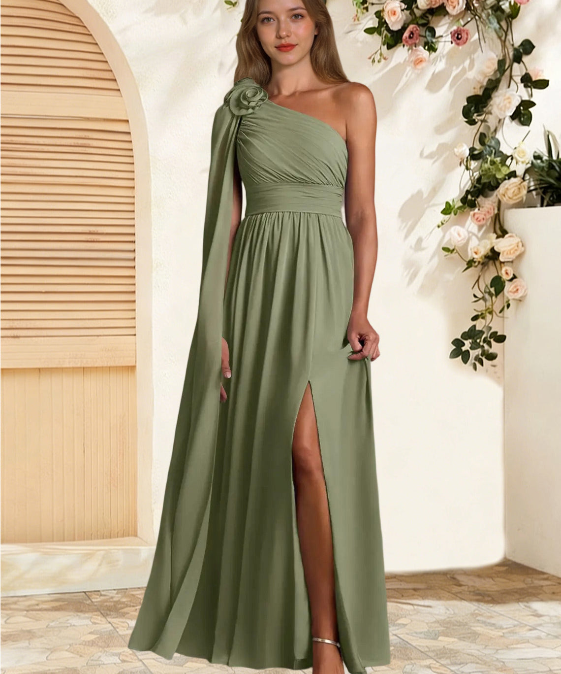 Augday Lancaster A-Line One Shoulder Chiffon Dress