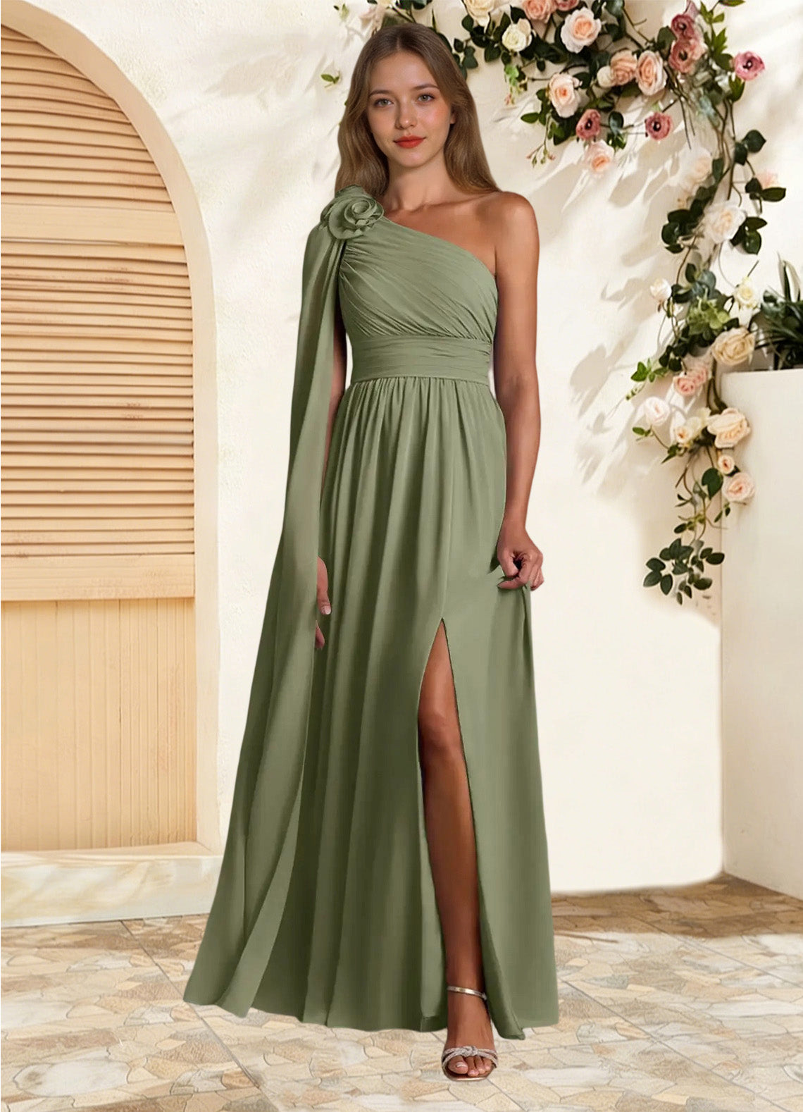 Augday Lancaster A-Line One Shoulder Chiffon Dress