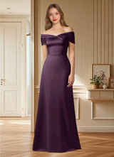 Augday Amelia A-Line Off the Shoulder Stretch Satin Dress