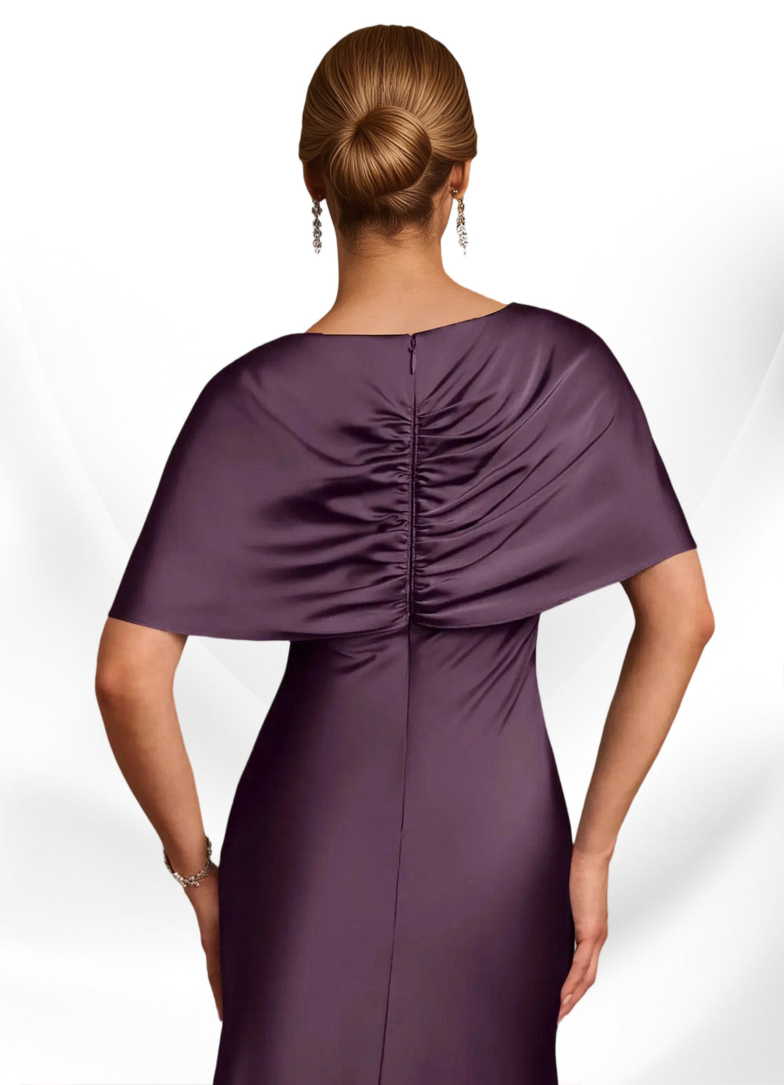 Augday Dosia Sheath Pleated Stretch Satin Dress