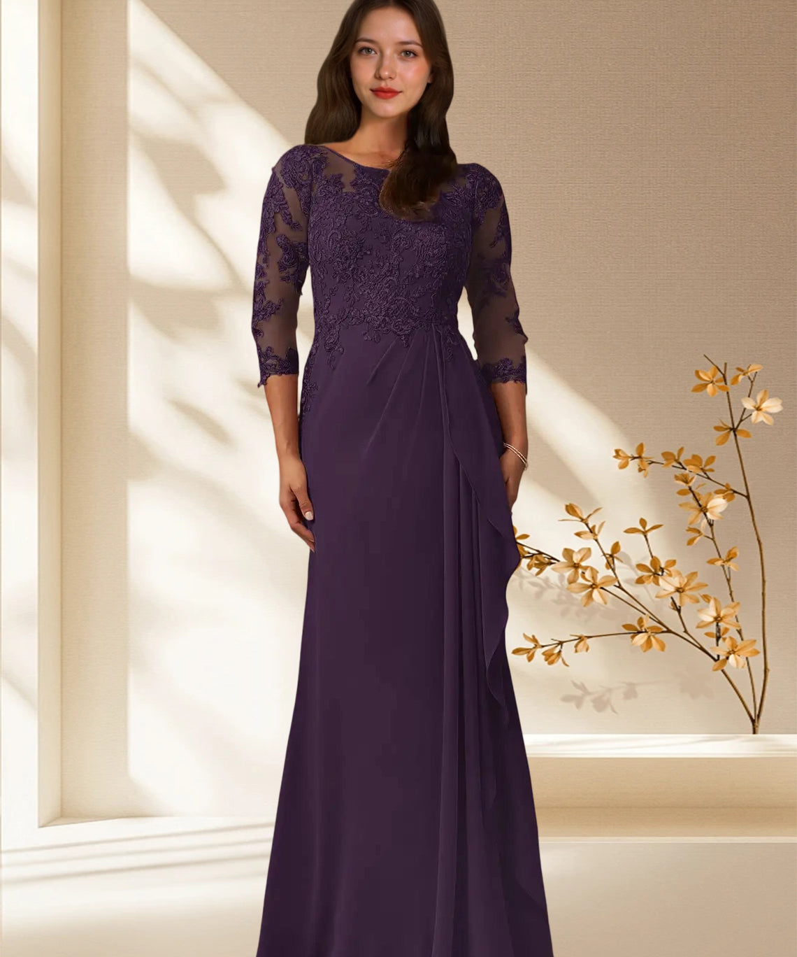 Augday Calanthe A-Line Scoop Chiffon Dress
