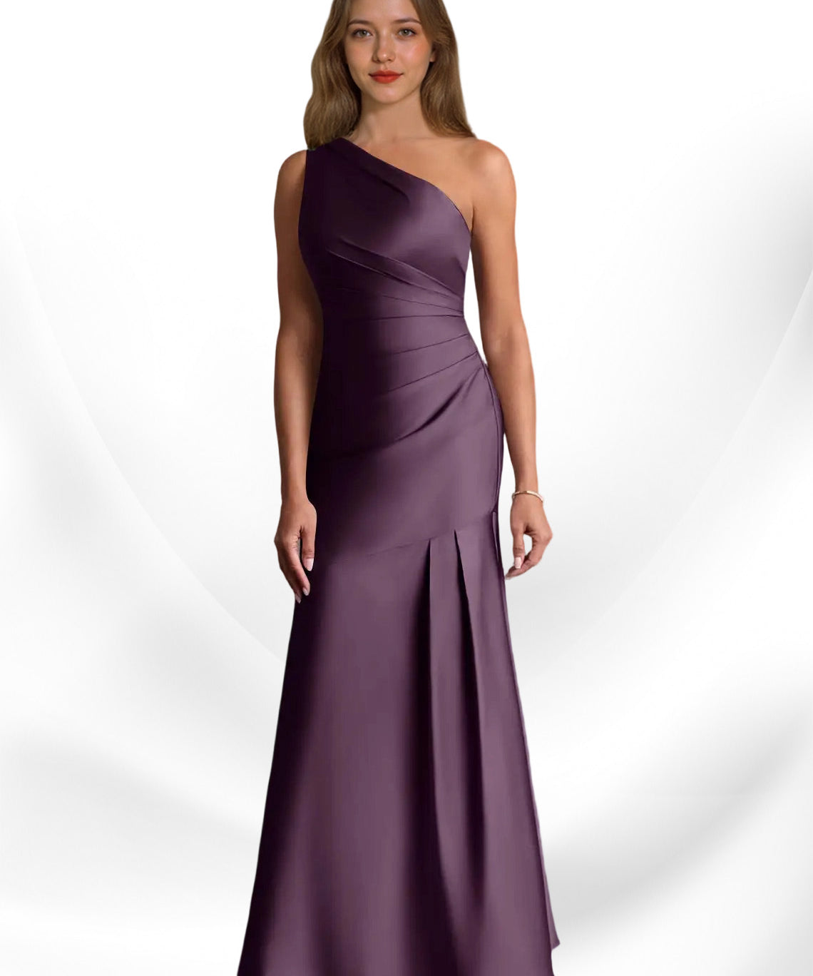 Augday Haifa Mermaid One Shoulder Stretch Satin Dress