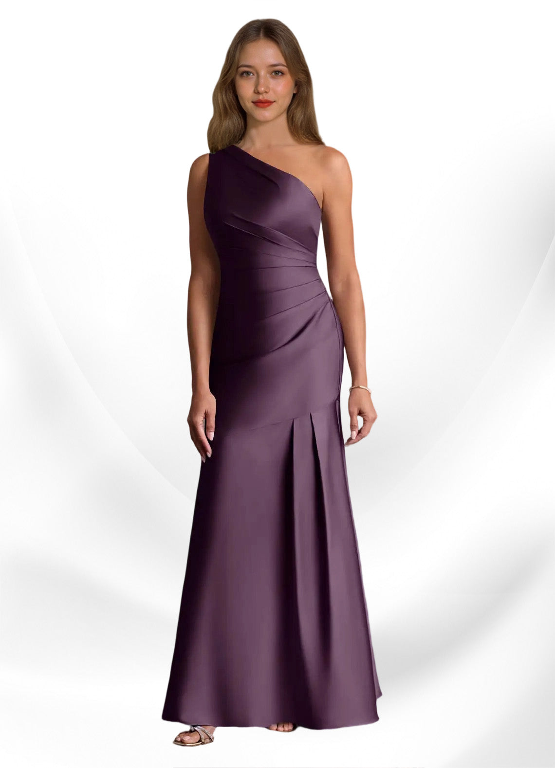 Augday Haifa Mermaid One Shoulder Stretch Satin Dress