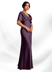 Augday Dosia Sheath Pleated Stretch Satin Dress