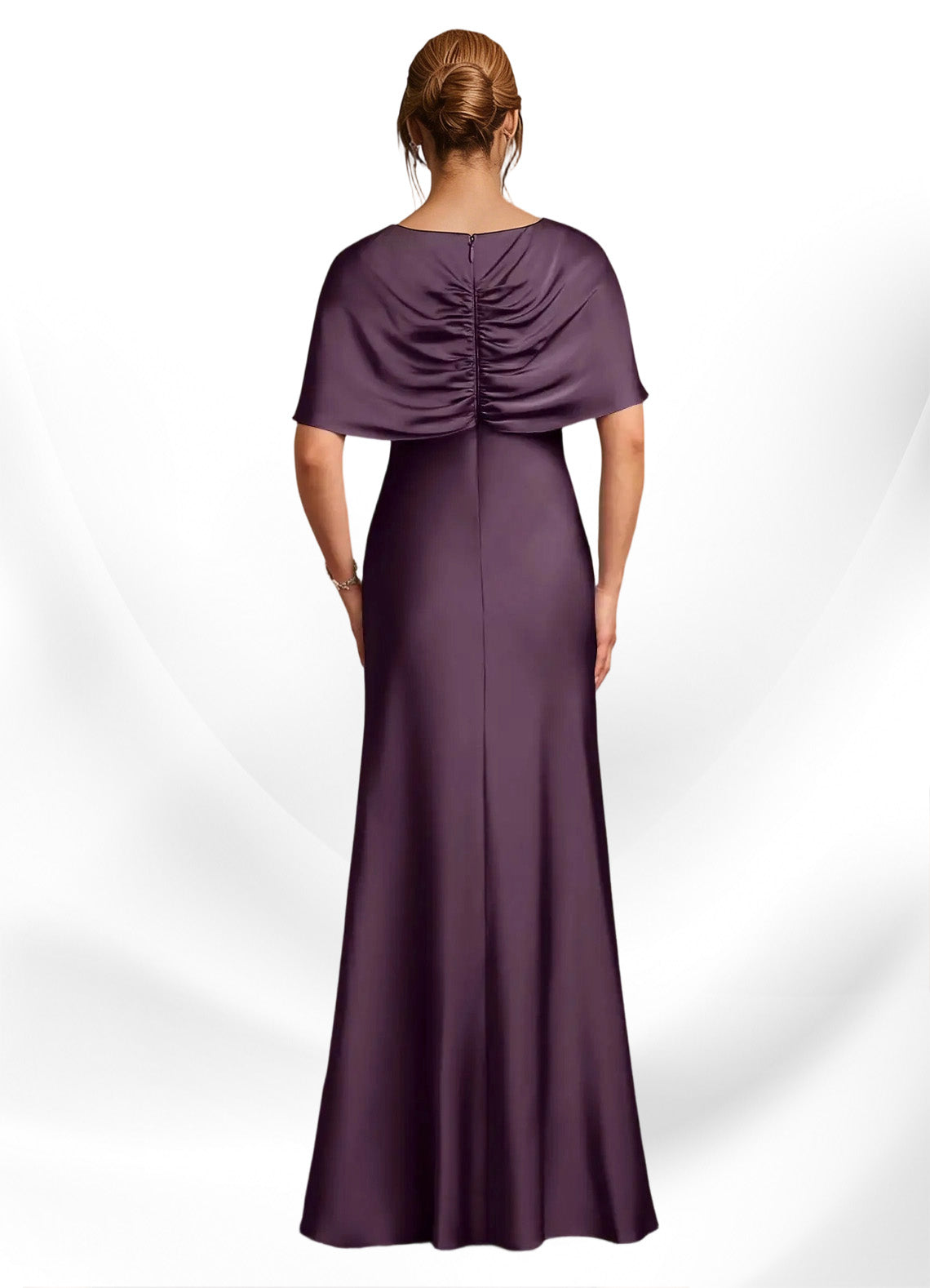 Augday Dosia Sheath Pleated Stretch Satin Dress