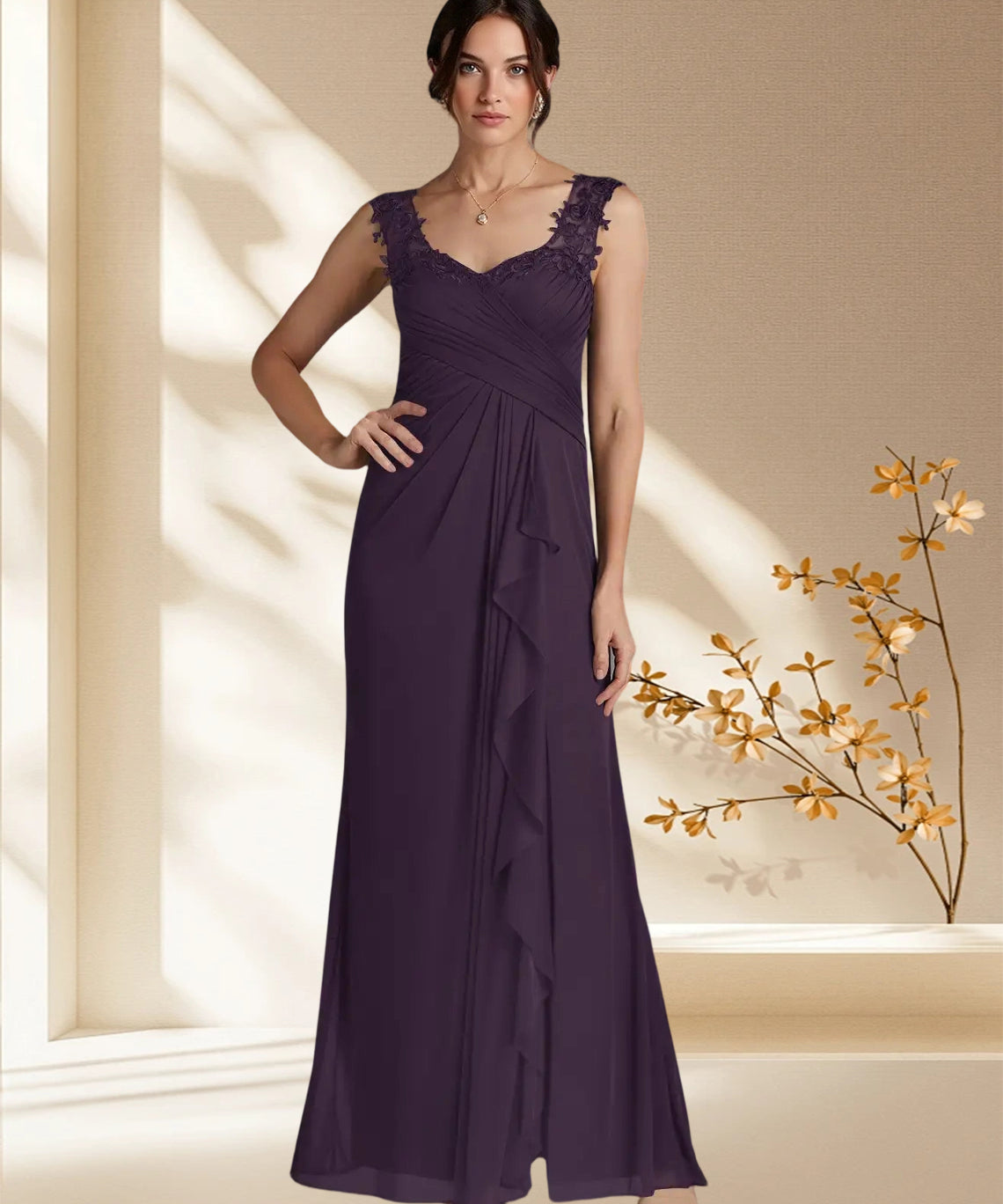 Augday Edelin A-Line Sweetheart Neckline Pleated Mesh Dress