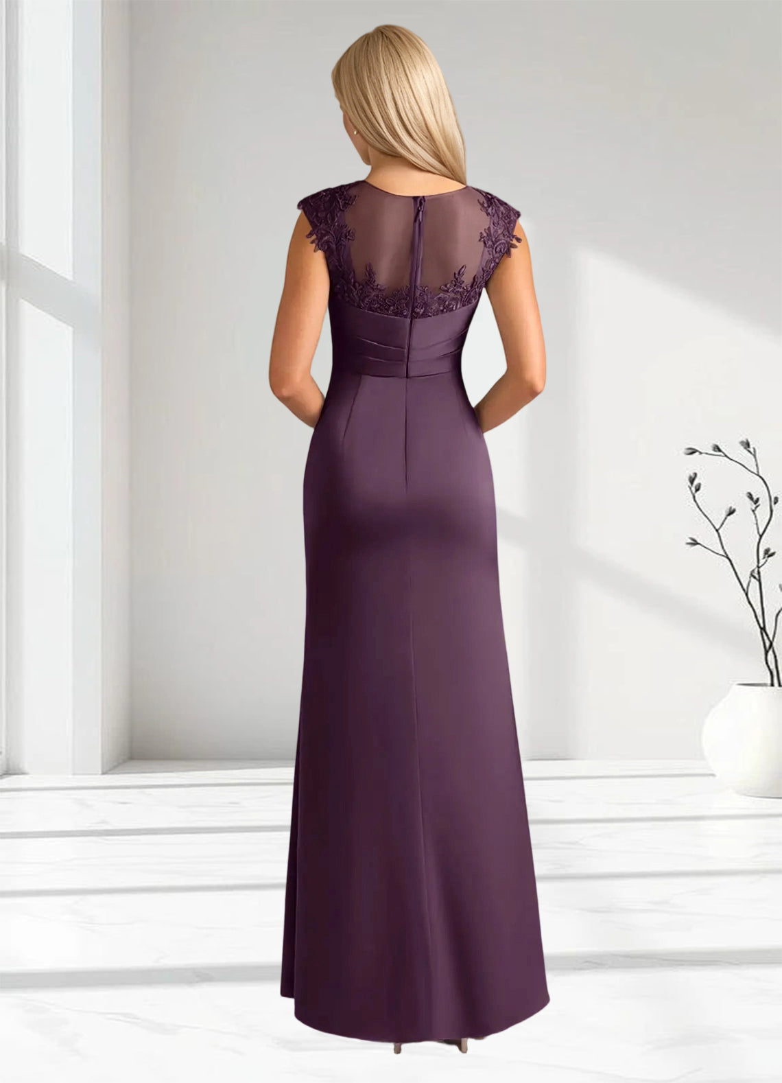 Augday Santa Barbara Sheath Pleated Stretch Satin Dress