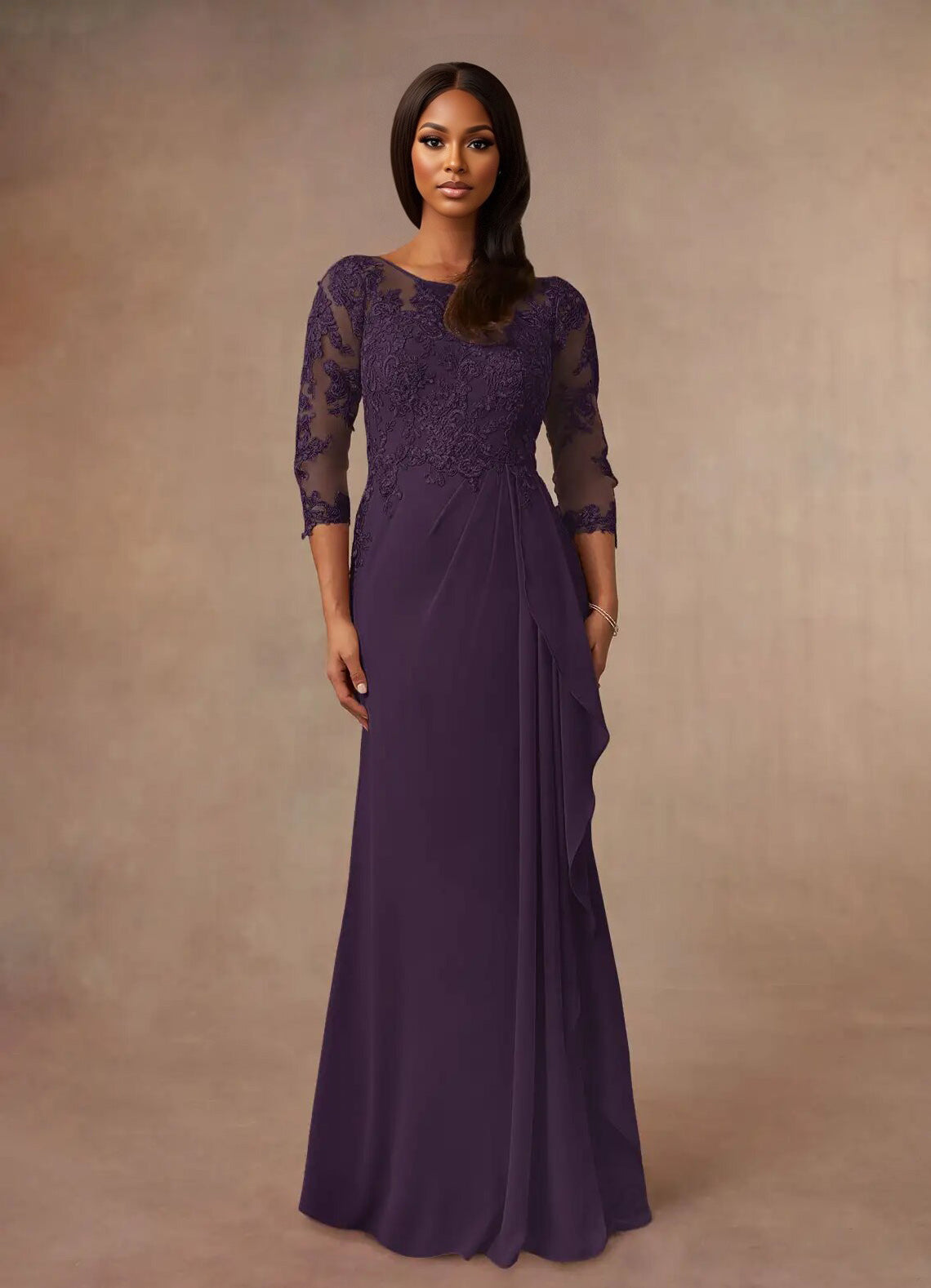 Augday Calanthe A-Line Scoop Chiffon Dress