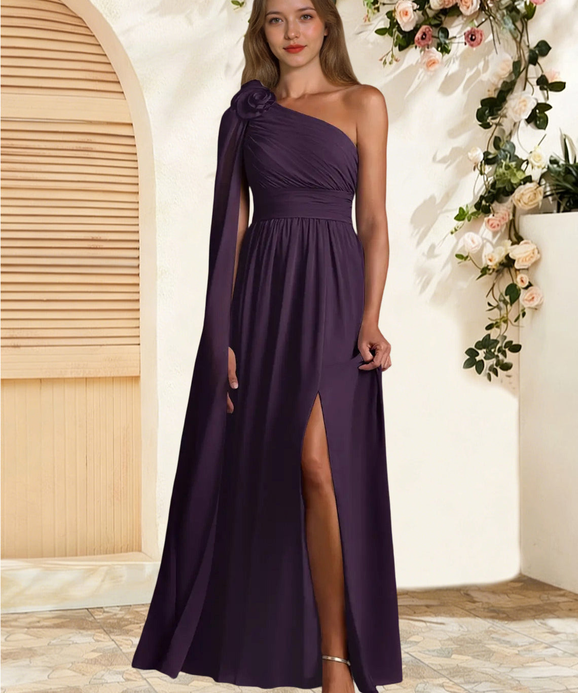 Augday Lancaster A-Line One Shoulder Chiffon Dress