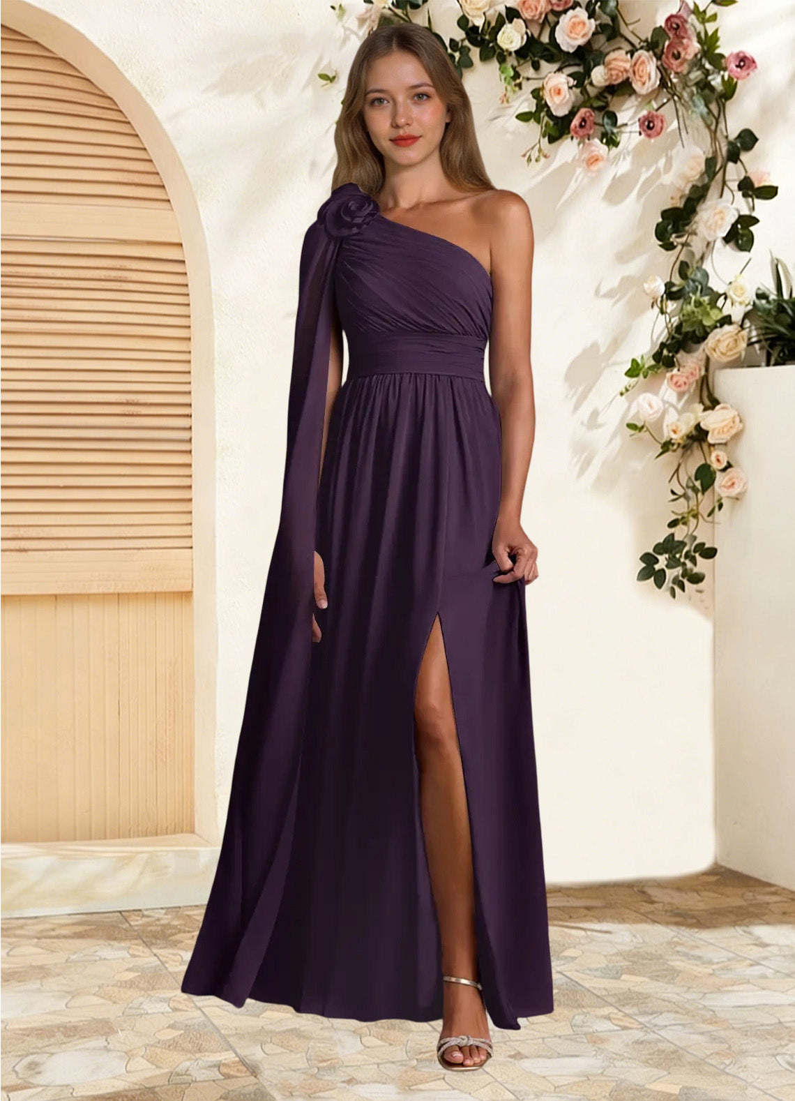 Augday Lancaster A-Line One Shoulder Chiffon Dress