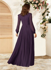 Augday Adellah A-Line Pleated Chiffon Dress