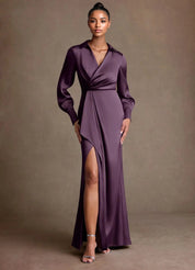 Augday Jacinta Sheath Pleated Stretch Satin Dress
