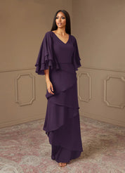 Augday OHara A-Line V-Neck Chiffon Dress