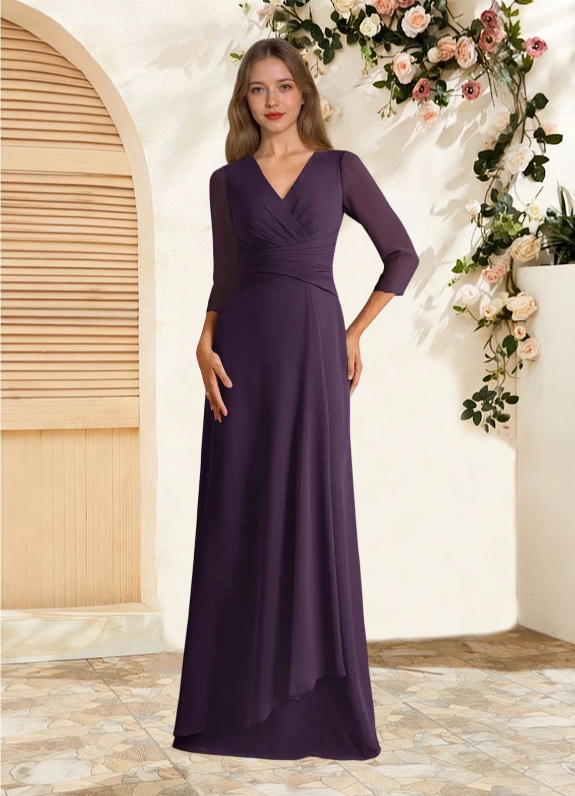 Augday Mayfield A-Line Pleated Chiffon Dress