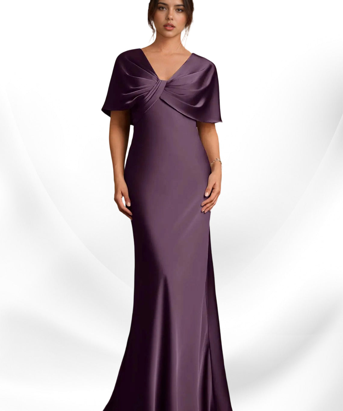 Augday Dosia Sheath Pleated Stretch Satin Dress
