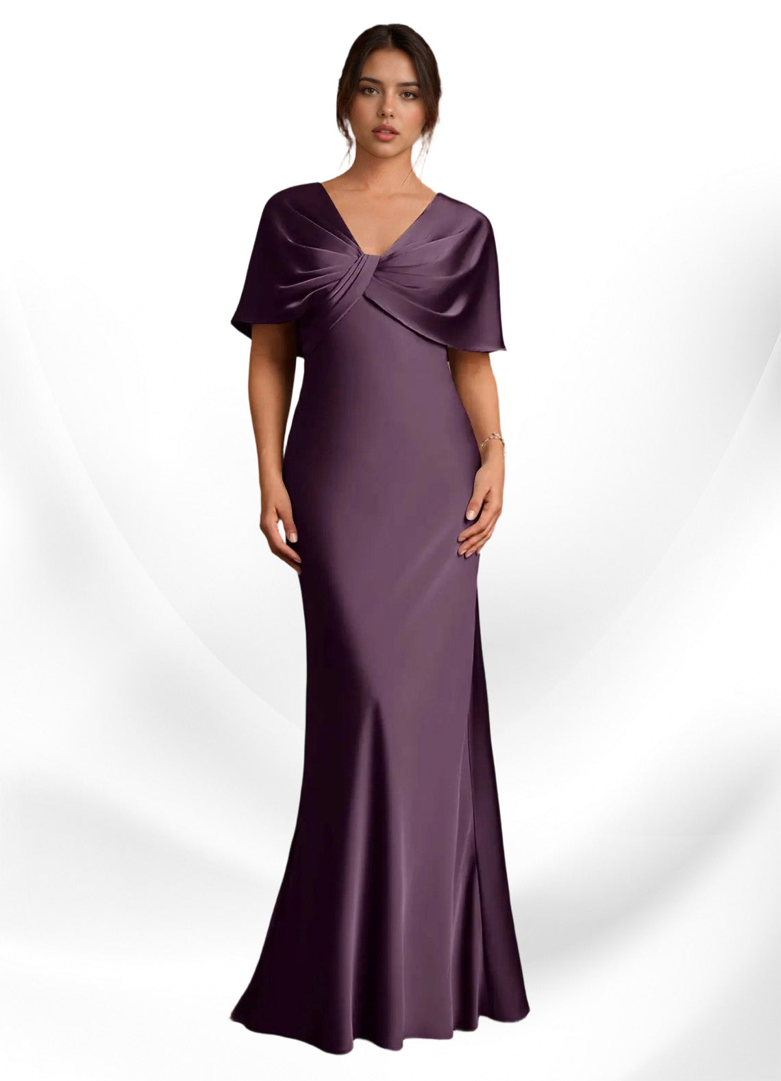 Augday Dosia Sheath Pleated Stretch Satin Dress