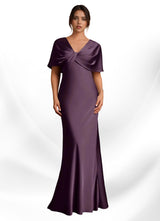 Augday Dosia Sheath Pleated Stretch Satin Dress
