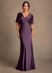 Augday Dosia Sheath Pleated Stretch Satin Dress