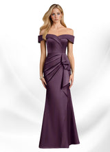 Augday Laredo Mermaid Off the Shoulder Stretch Satin Dress