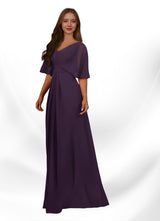 Augday Oksana A-Line V-Neck Pleated Chiffon Dress