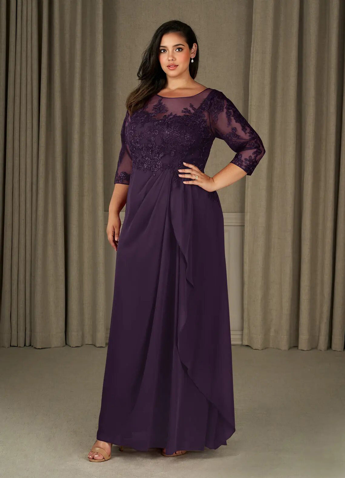 Augday Calanthe A-Line Scoop Chiffon Dress Plus Size