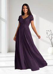 Augday Dunja A-Line V-Neck Lace Chiffon Dress