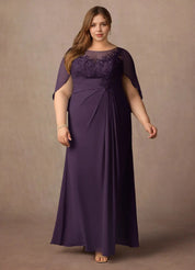 Augday Hera Mother of the Bride Dresses A-Line Lace Capelet Chiffon Dress Plus Size