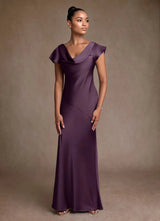 Augday Shelby Mother of the Bride Dresses Mermaid Pleated Stretch Satin Dress