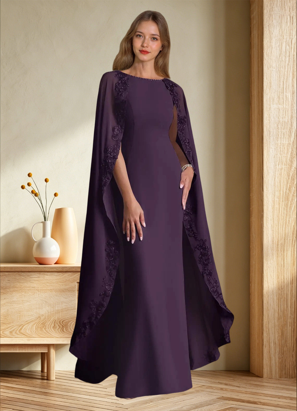 Augday Artemisia Sheath Lace Chiffon Dress