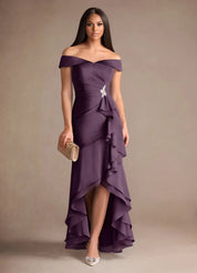 Augday Billings Mermaid Off the Shoulder Stretch Satin Dress