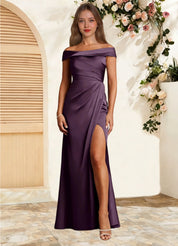 Augday Bedford Sheath Pleated Stretch Satin Dress