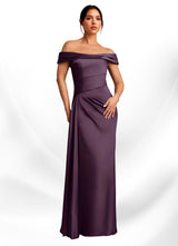 Augday Beah Sheath Off the Shoulder Stretch Satin Dress