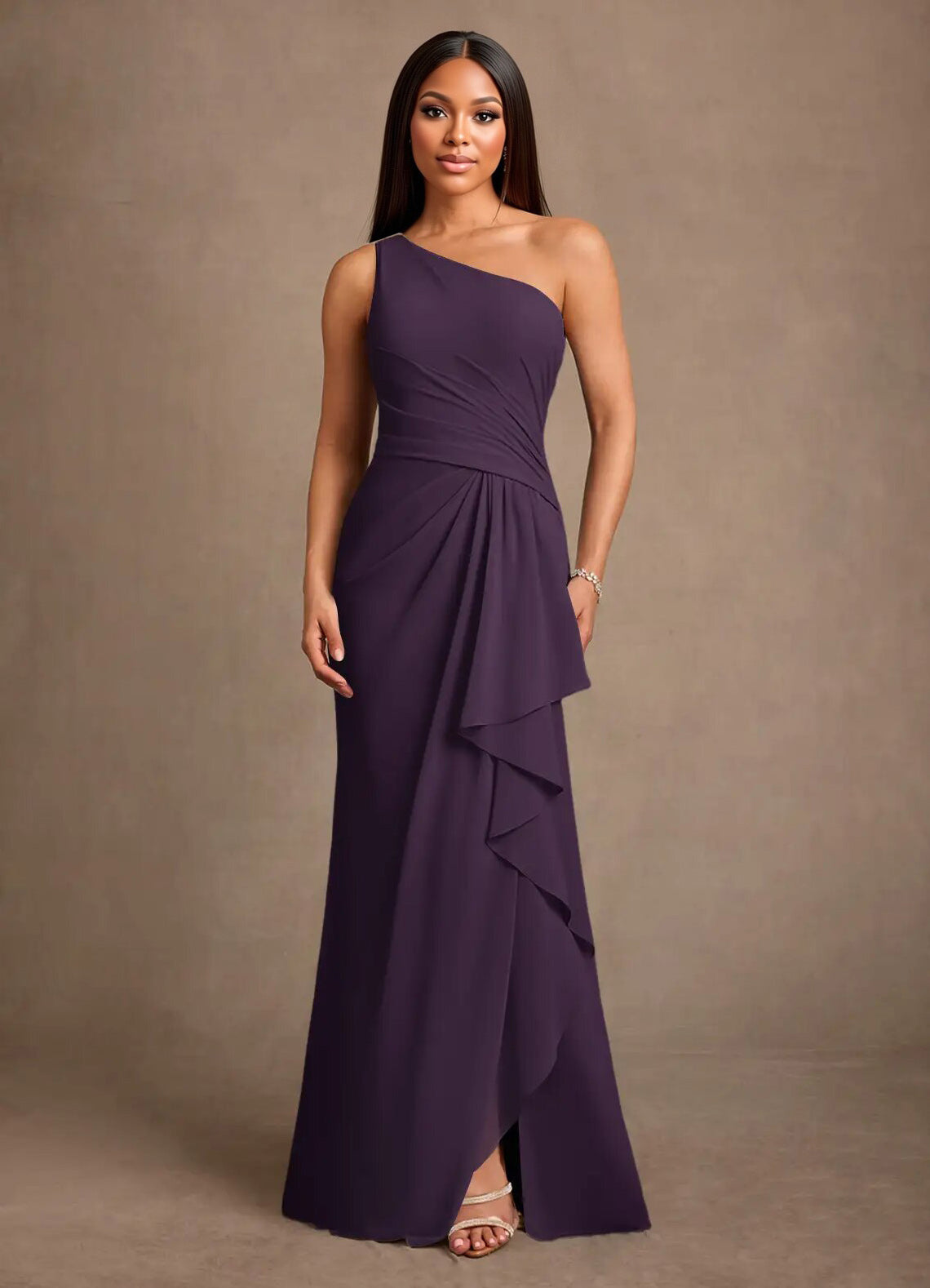 Augday Floy Sheath One Shoulder Chiffon Dress