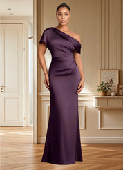 Augday Rutha Sheath One Shoulder Stretch Satin Dress