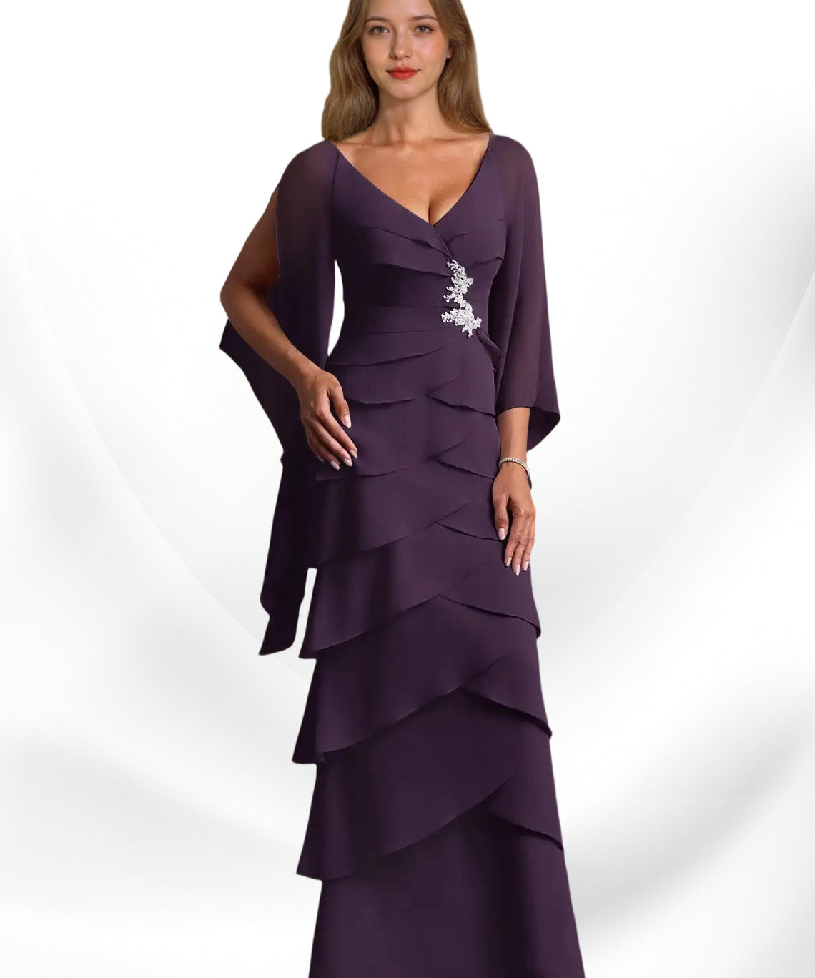 Augday Arabinda Sheath Ruched Chiffon Dress