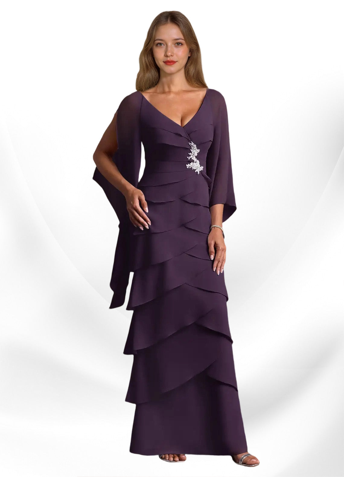 Augday Arabinda Sheath Ruched Chiffon Dress