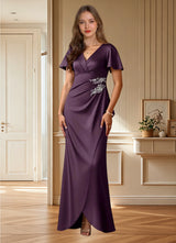 Augday Robins A-Line Pleated Stretch Satin Dress
