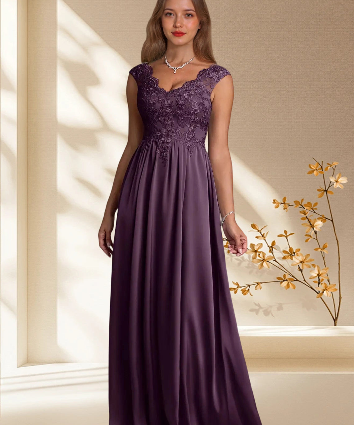 Augday Amethyst A-Line Lace Dress