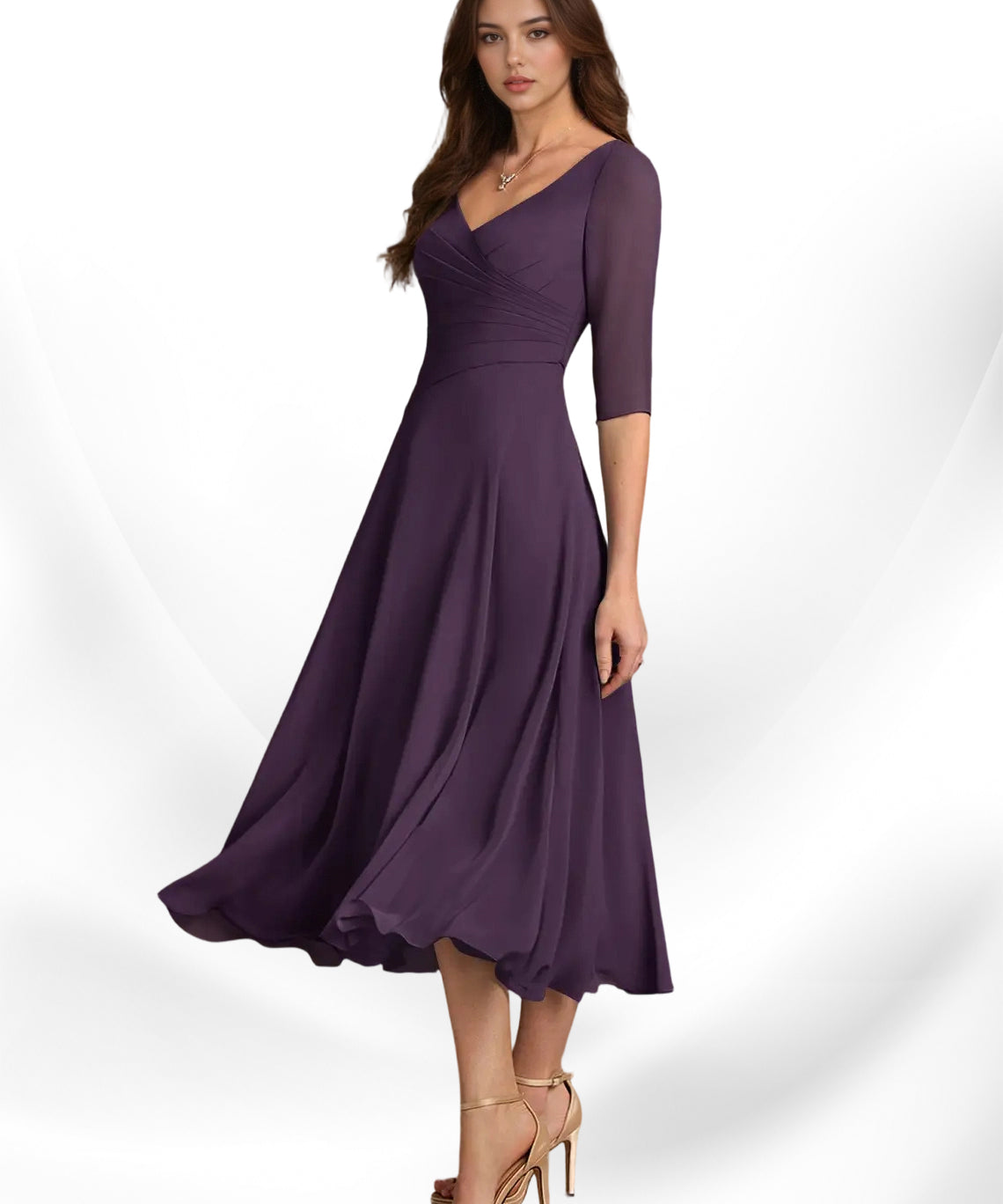 Augay Durant A-Line Pleated Chiffon Dress